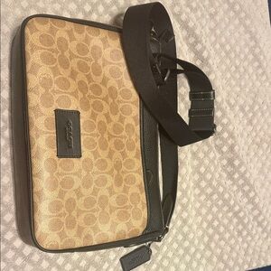 Coach Signature Tan and Black Messenger Bag